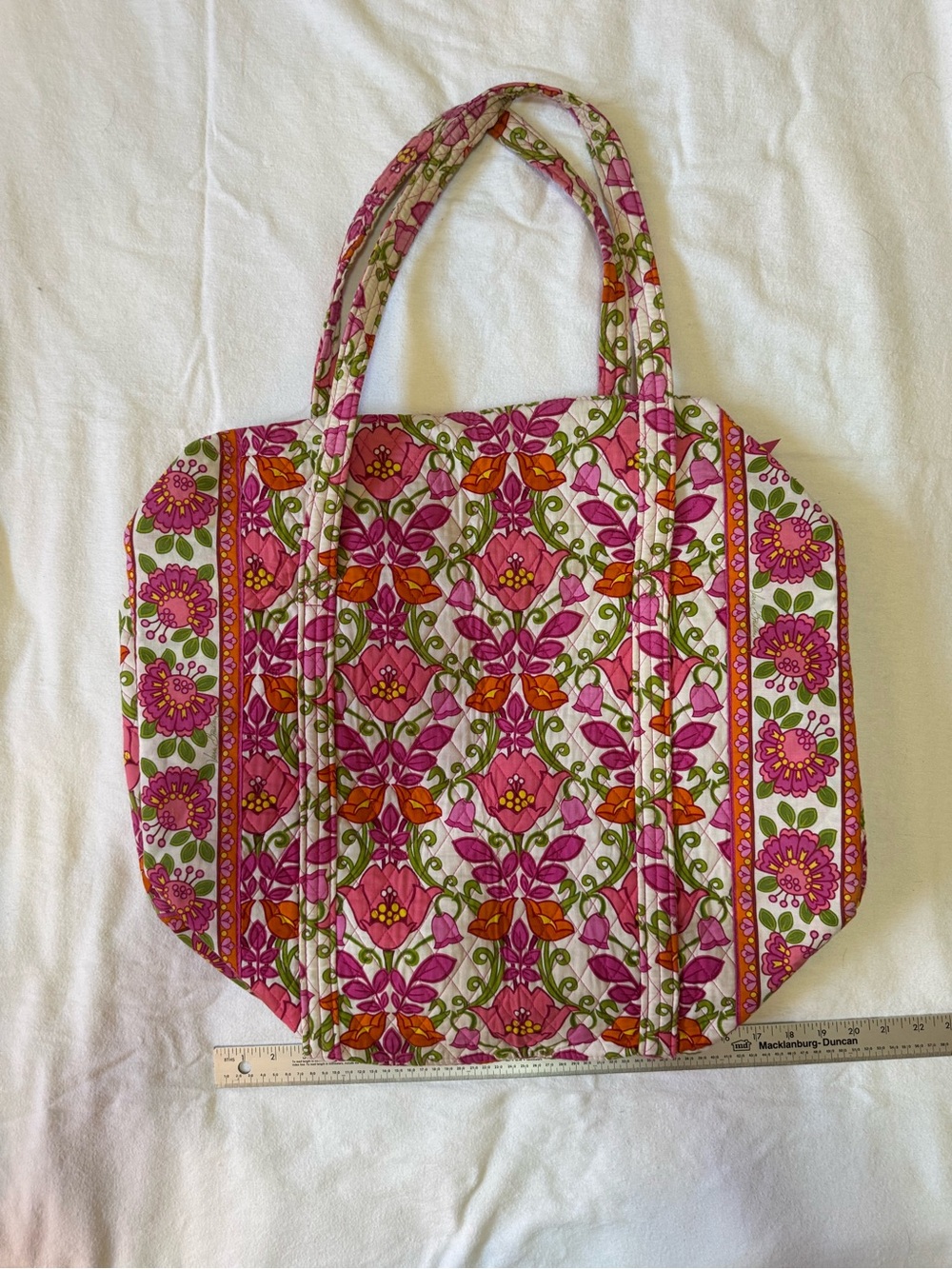 Vera Bradley Quilted Floral Tote Pink Orange Purple Green Colorful Shoulder Bag